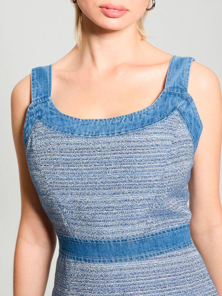 Vestido Guess Mujer Sl Elsie Tweed Dress Azul-3