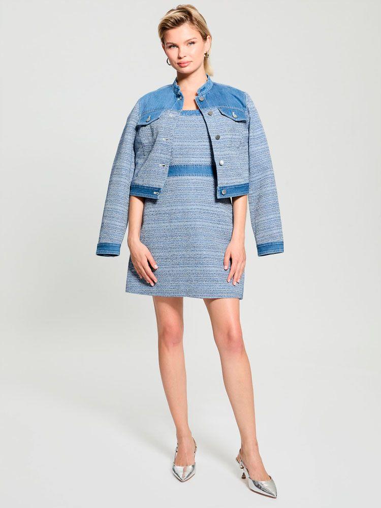 Vestido Guess Mujer Sl Elsie Tweed Dress Azul-4
