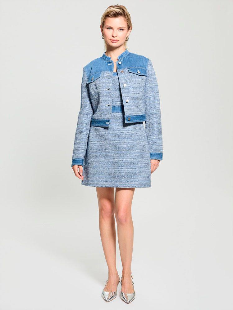 Vestido Guess Mujer Sl Elsie Tweed Dress Azul-5