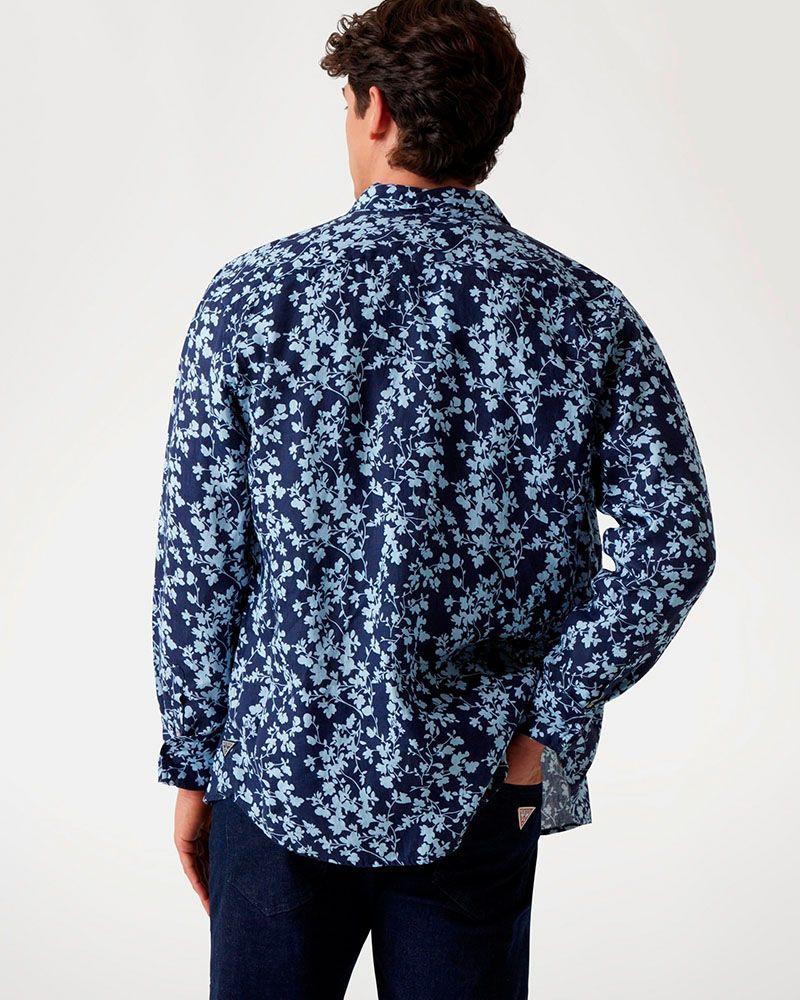 Camisa Ls Napa Linen Vines Azul-2
