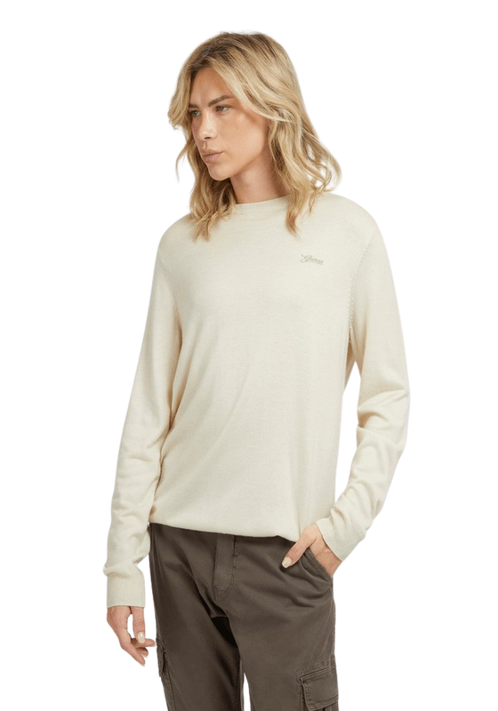 Tejido Guess Hombre Valentine Ls Cn Basic Swtr Crema-0