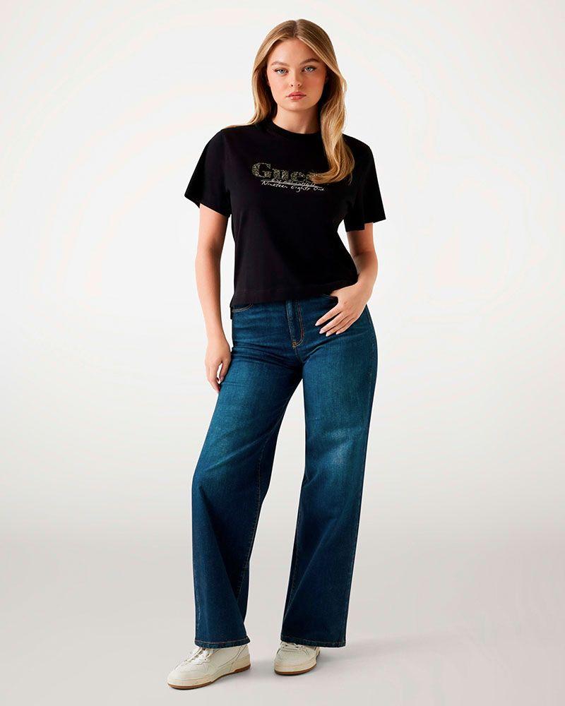 Polera Guess Mujer Cn Sl Guess Tour Dates Tee Negro-1
