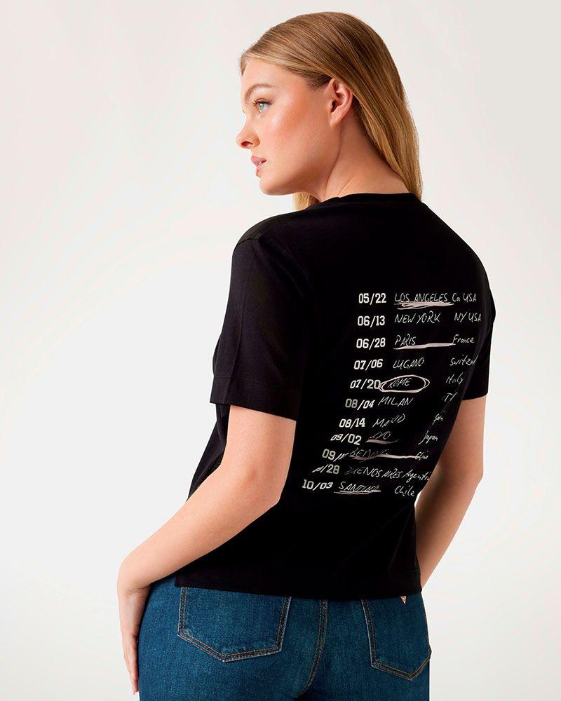 Polera Guess Mujer Cn Sl Guess Tour Dates Tee Negro-2