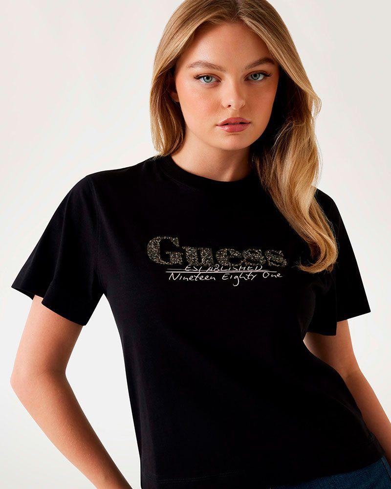 Polera Guess Mujer Cn Sl Guess Tour Dates Tee Negro-3