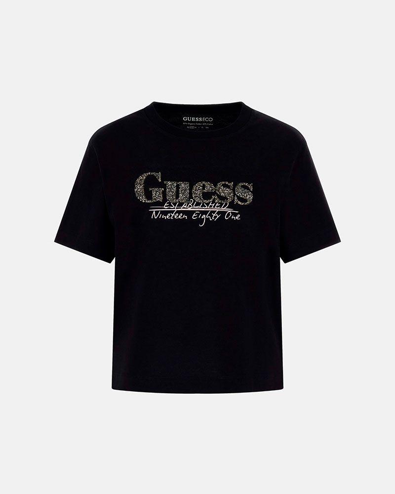 Polera Guess Mujer Cn Sl Guess Tour Dates Tee Negro-4