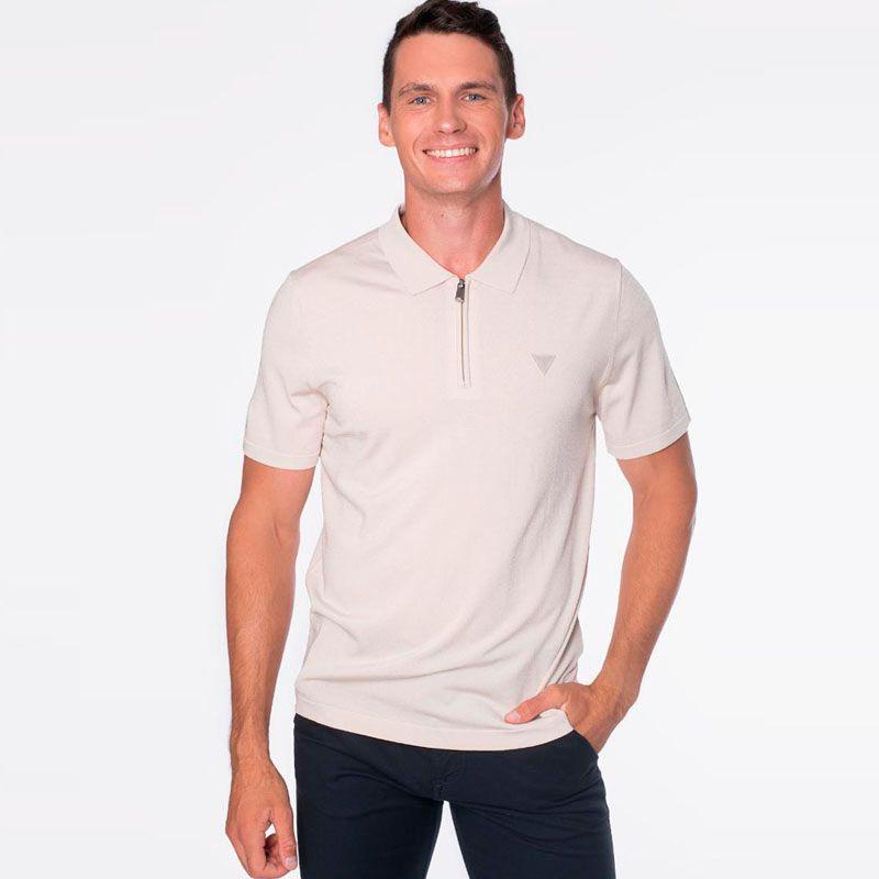 Tejido Guess Hombre Dane Tech Ss Polo Swtr Beige-0