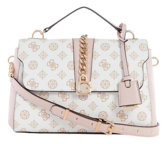 Cartera Guess Mujer Tiberia Top Handle Flap Blanco.-0