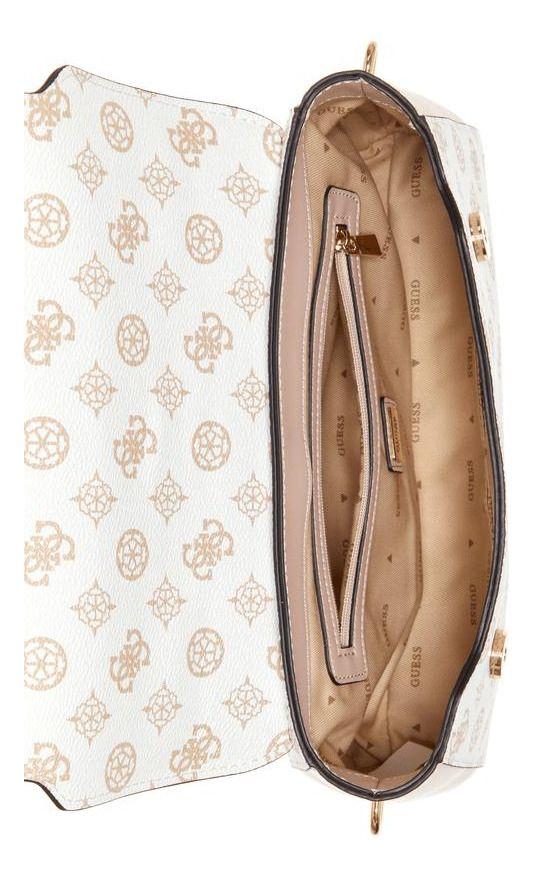 Cartera Guess Mujer Tiberia Top Handle Flap Blanco.-3
