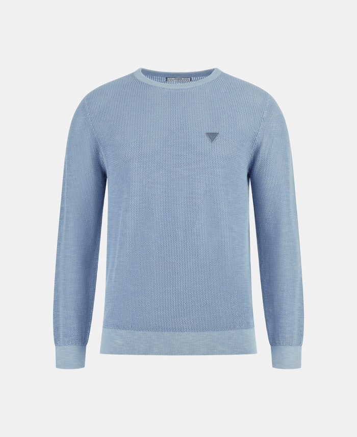 Tejido Guess Hombre Casey Ls Cn Net Stitch Washed Celeste-4