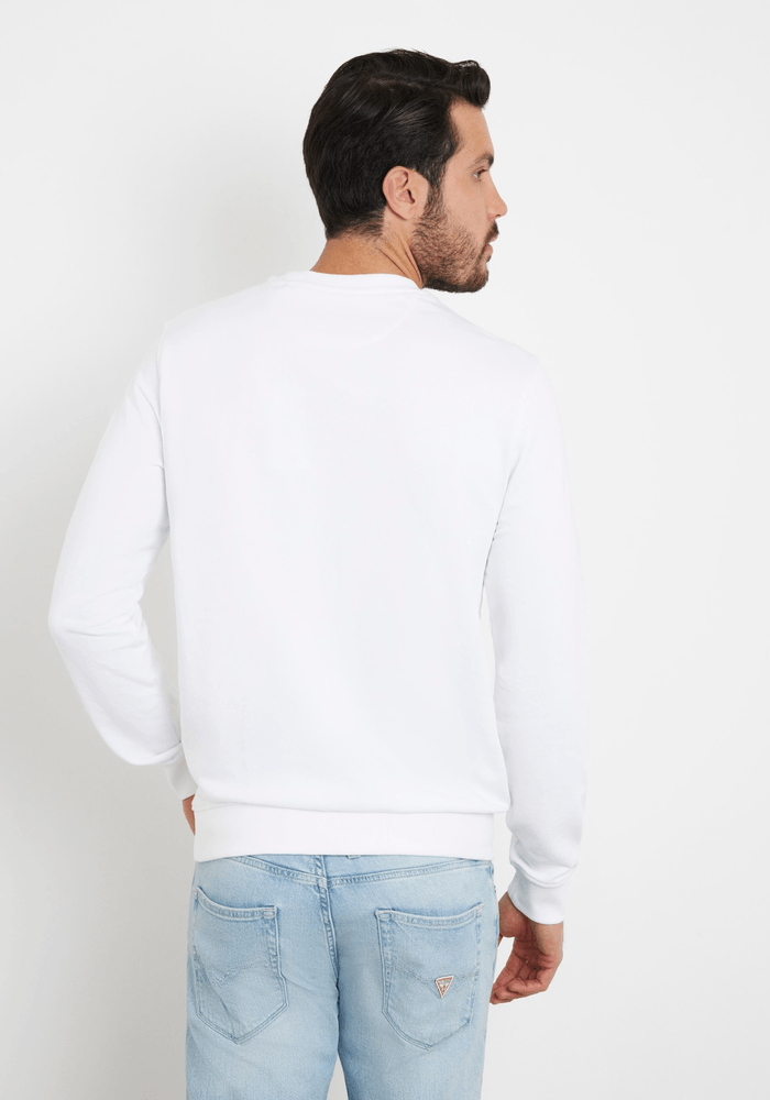 Poleron Guess Hombre Multicolor Logo Cn Sweatshirt Blanco-2