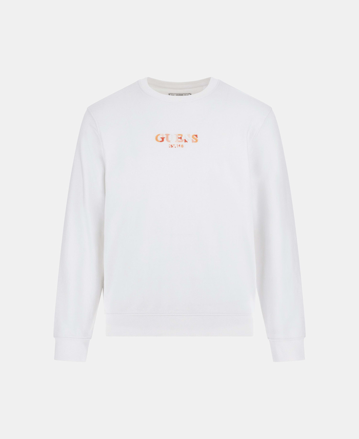 Poleron Guess Hombre Multicolor Logo Cn Sweatshirt Blanco-4