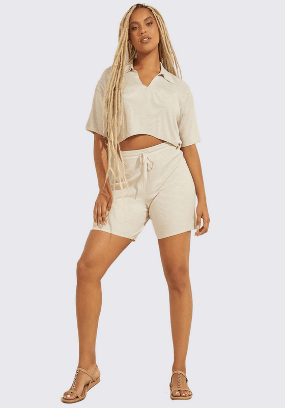 Short Guess Mujer Charli Bermuda Swtr Shorts Blanco-1