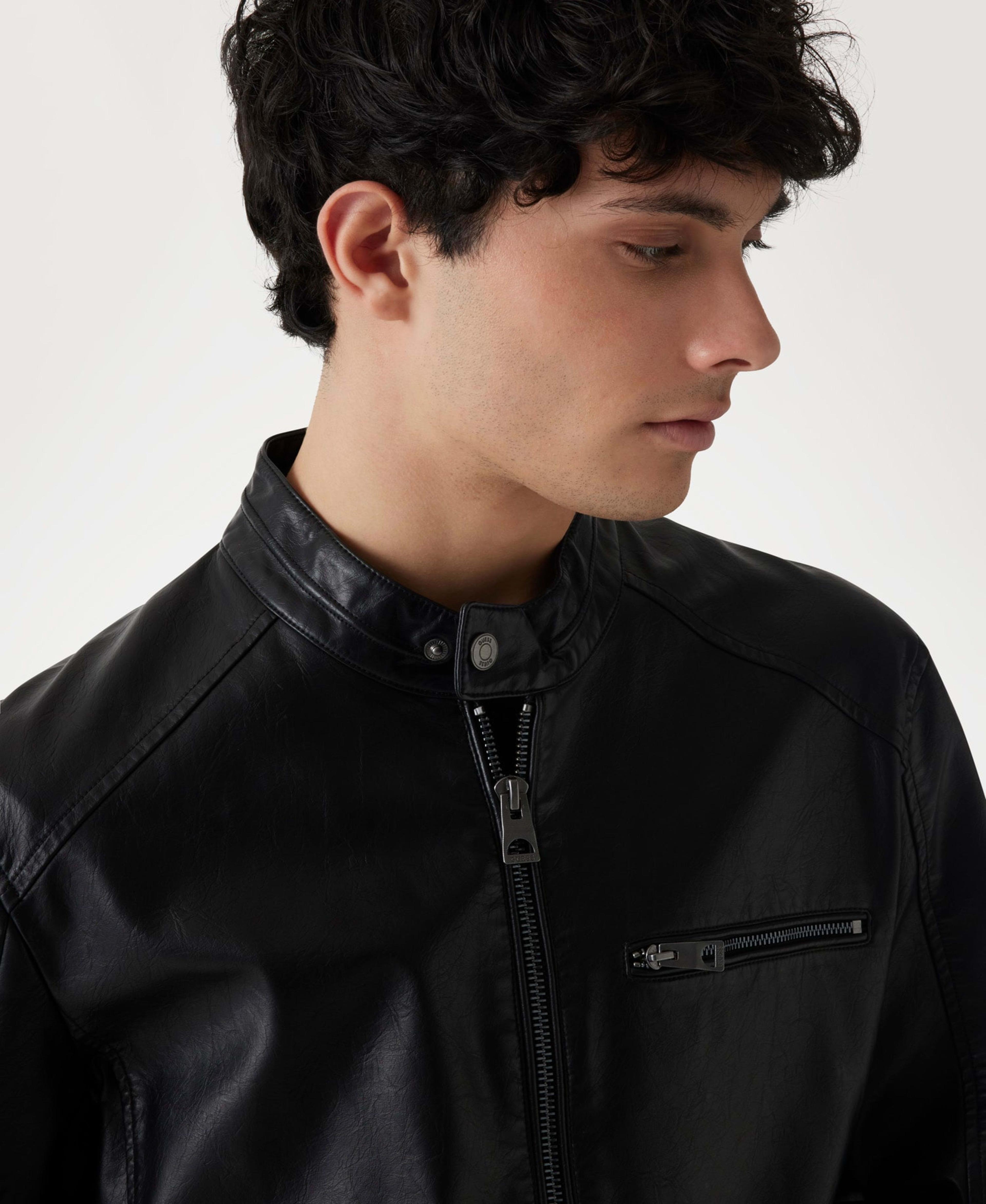 Chaqueta Guess Hombre Pu Leather Biker Negro-1