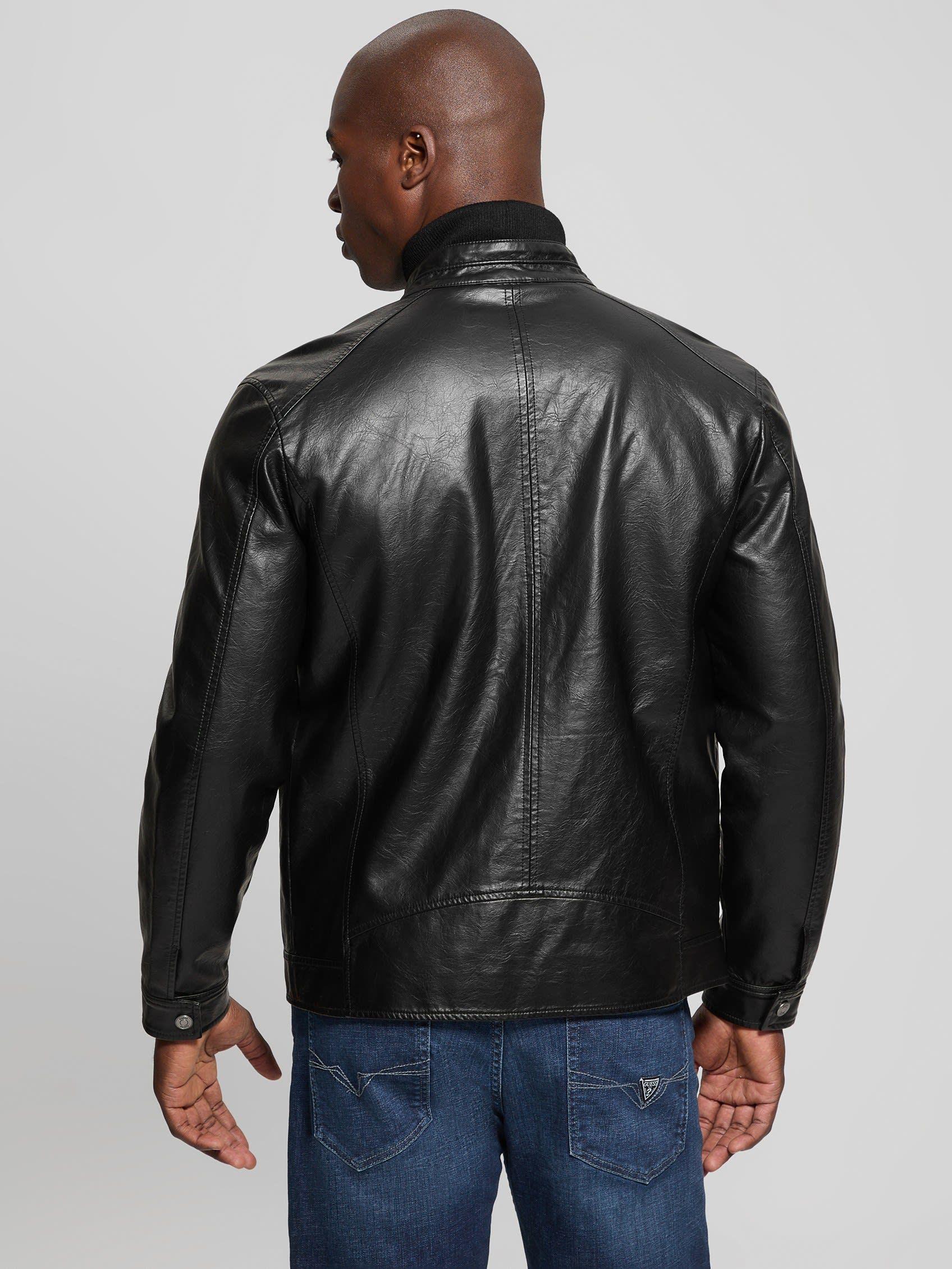Chaqueta Guess Hombre Pu Leather Biker Negro-5