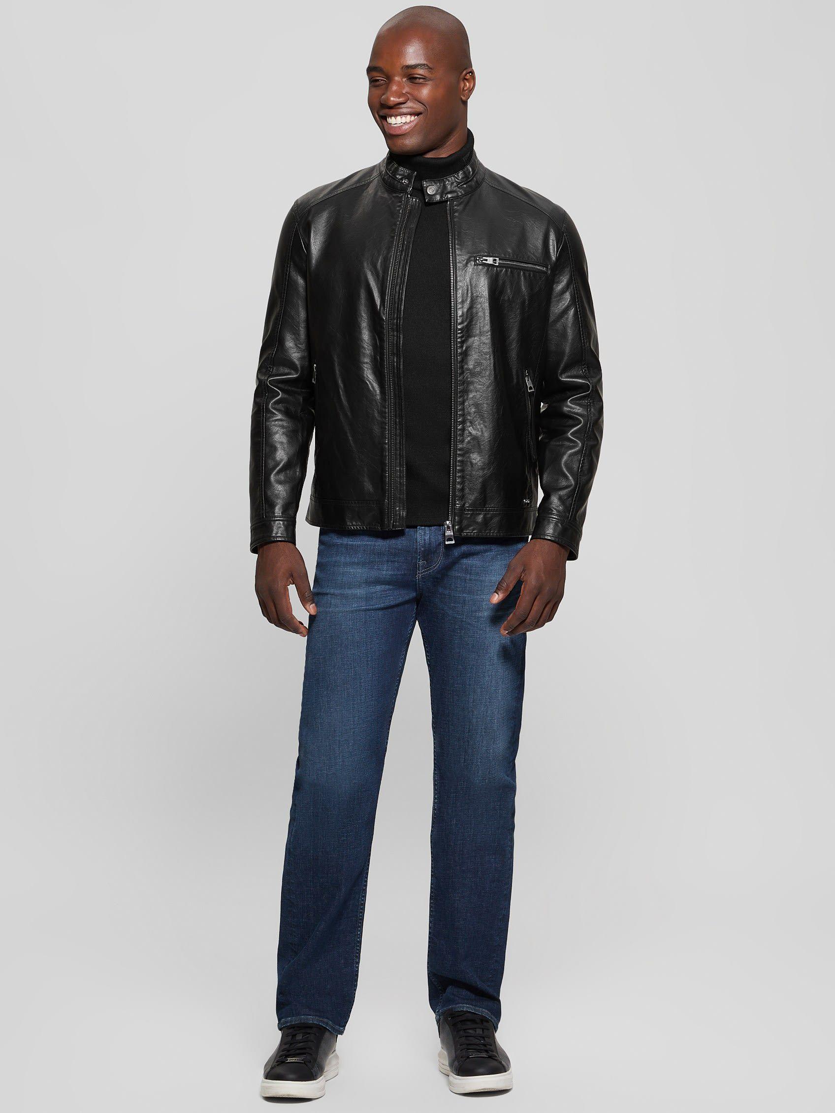 Chaqueta Guess Hombre Pu Leather Biker Negro-6