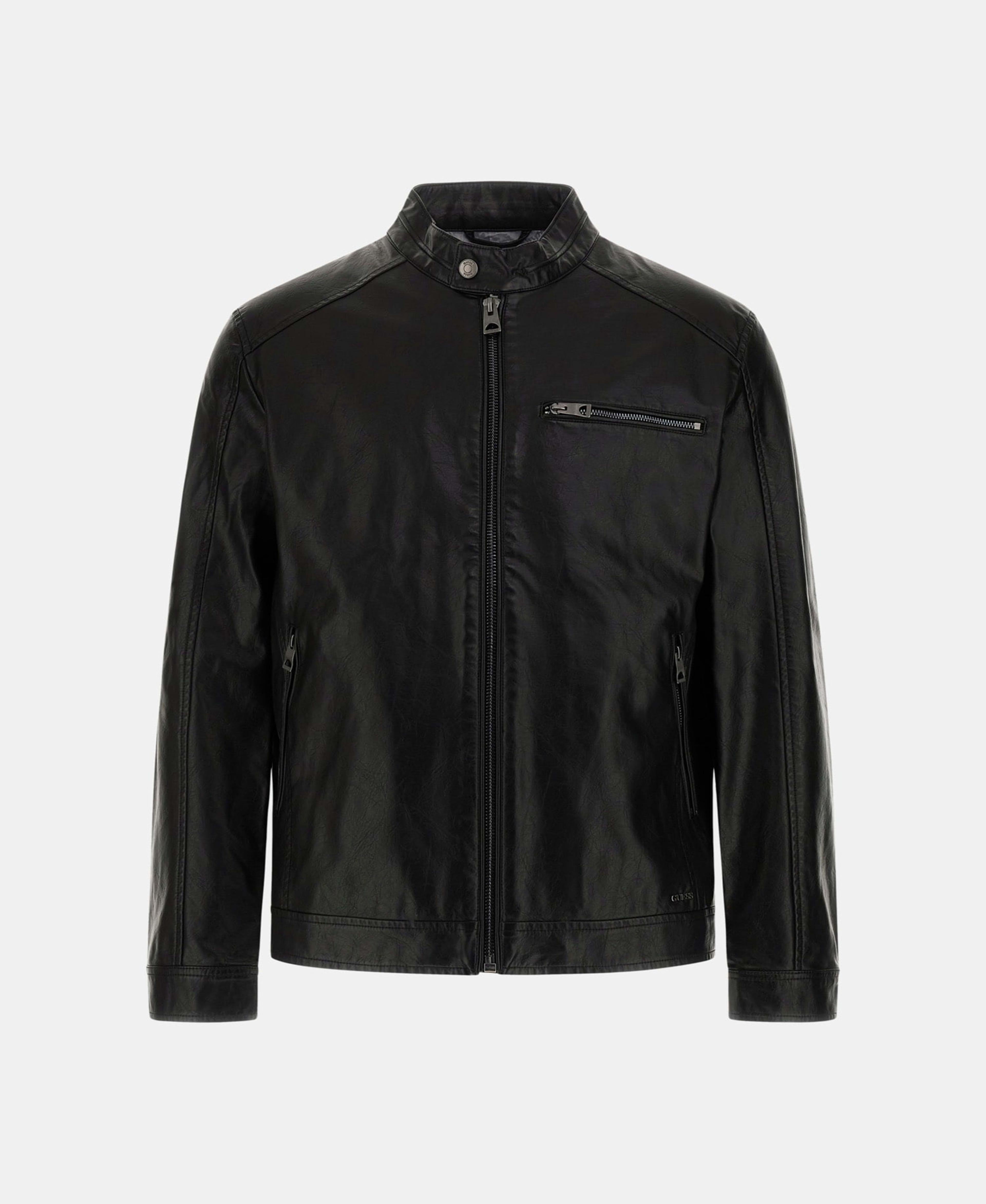 Chaqueta Guess Hombre Pu Leather Biker Negro-7