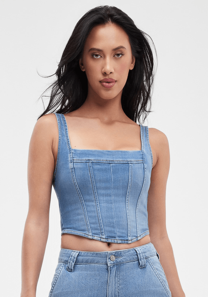 Top Guess Mujer Neil Bustier Celeste-2