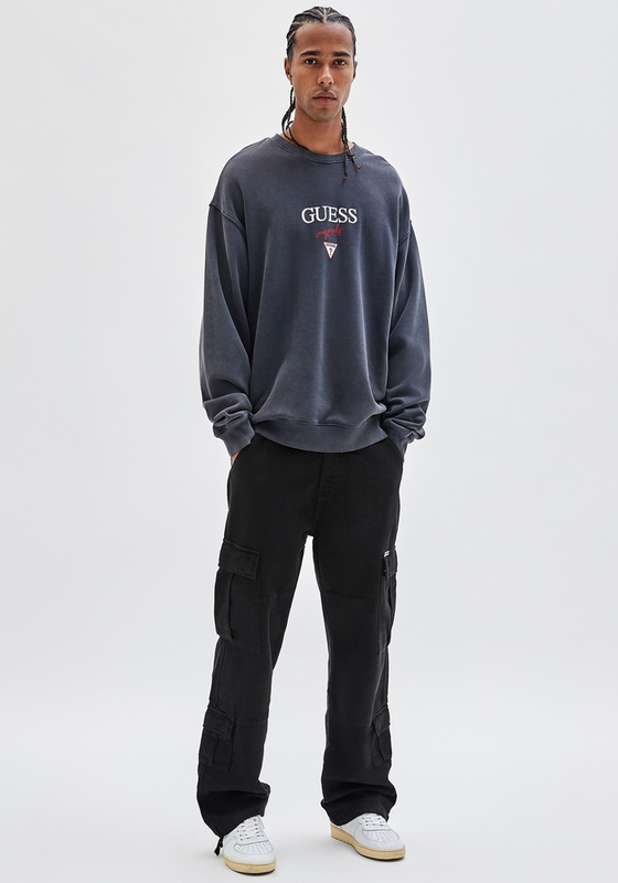 Poleron Guess Hombre Go Baker Logo Crewneck Negro-2