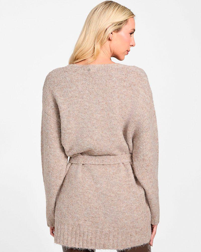 Sweater Ls Vn Kiyoka Tie Tunic Café Mujer-2