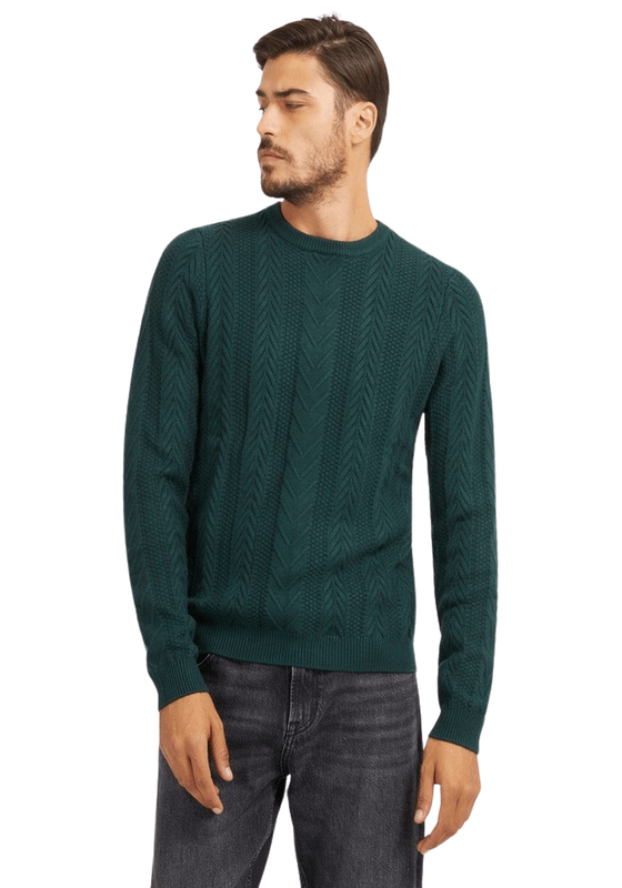 Tejido Guess Hombre Ls Cable Ethan Swtr Verde-0
