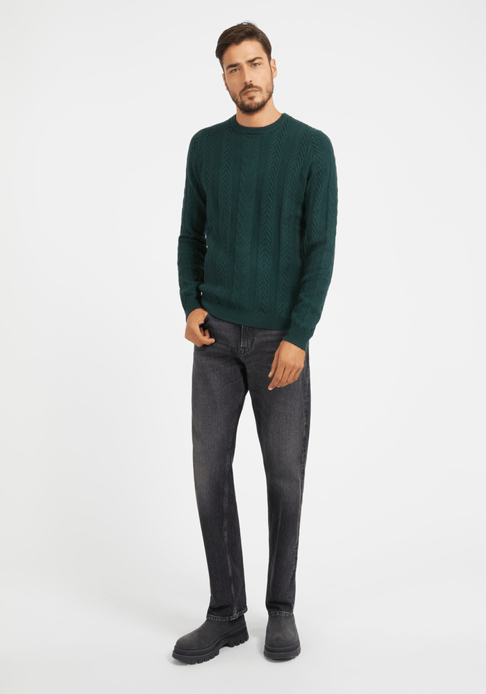 Tejido Guess Hombre Ls Cable Ethan Swtr Verde-1