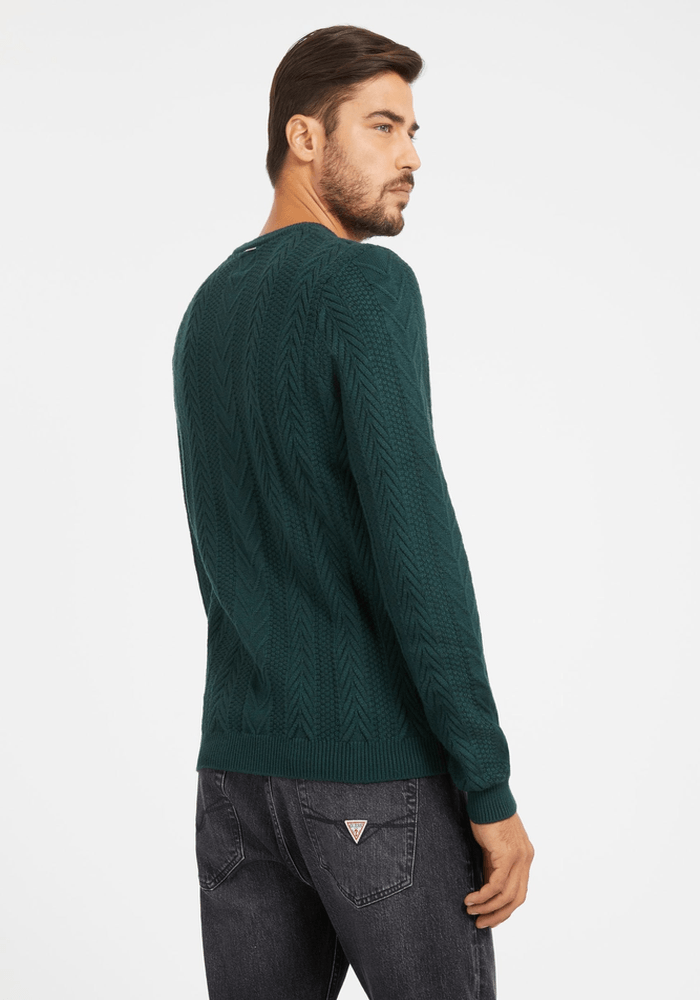 Tejido Guess Hombre Ls Cable Ethan Swtr Verde-2