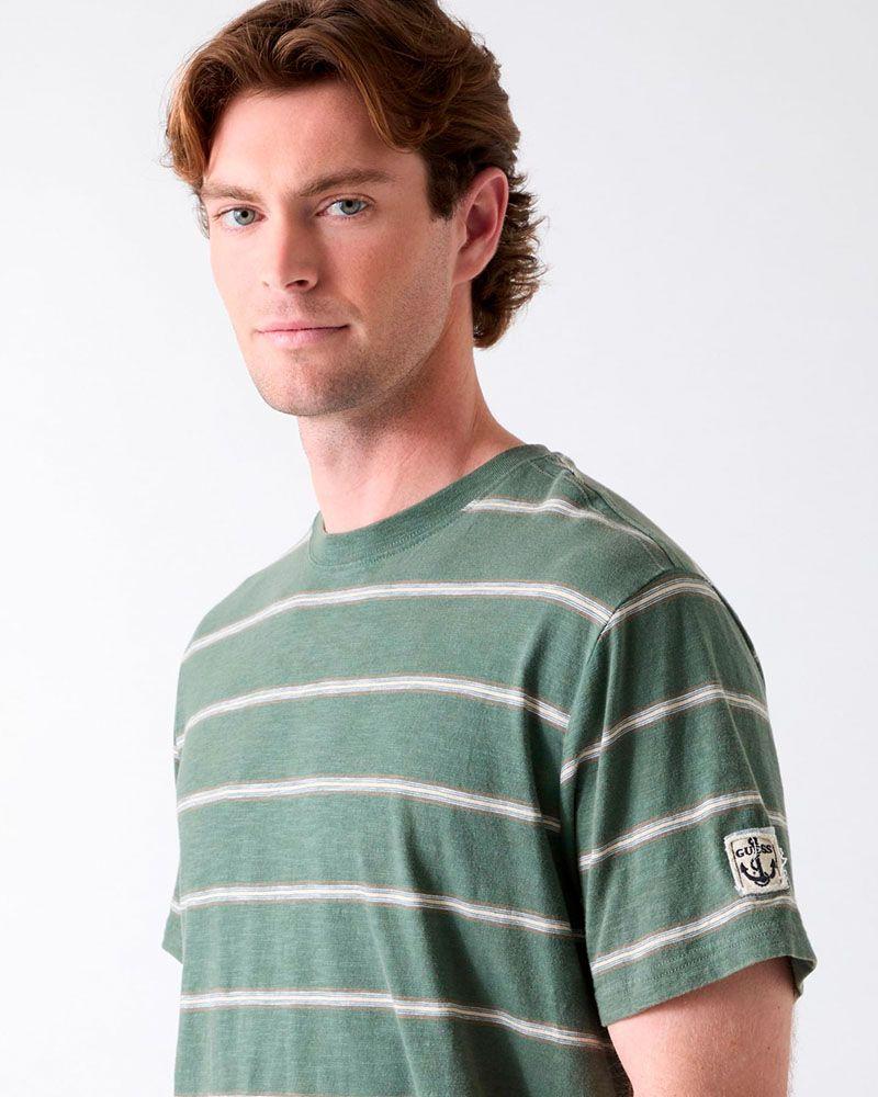 Polera Stripes Acid Wash Tee Verde-2