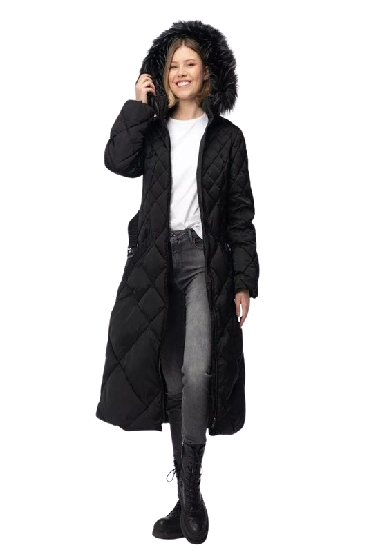 Chaqueta Guess Mujer Olga Long Real Down Jacket Negro-0