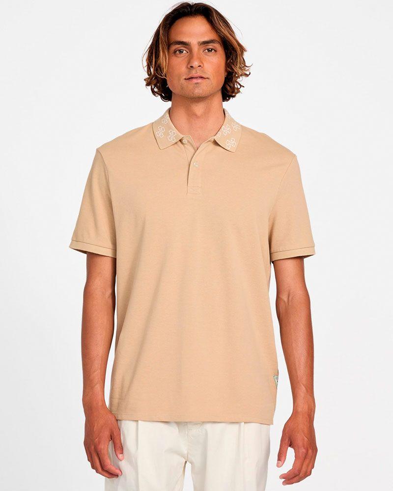 Polera Guess Hombre Polo Ss Logo Jcrd Collar Café-0