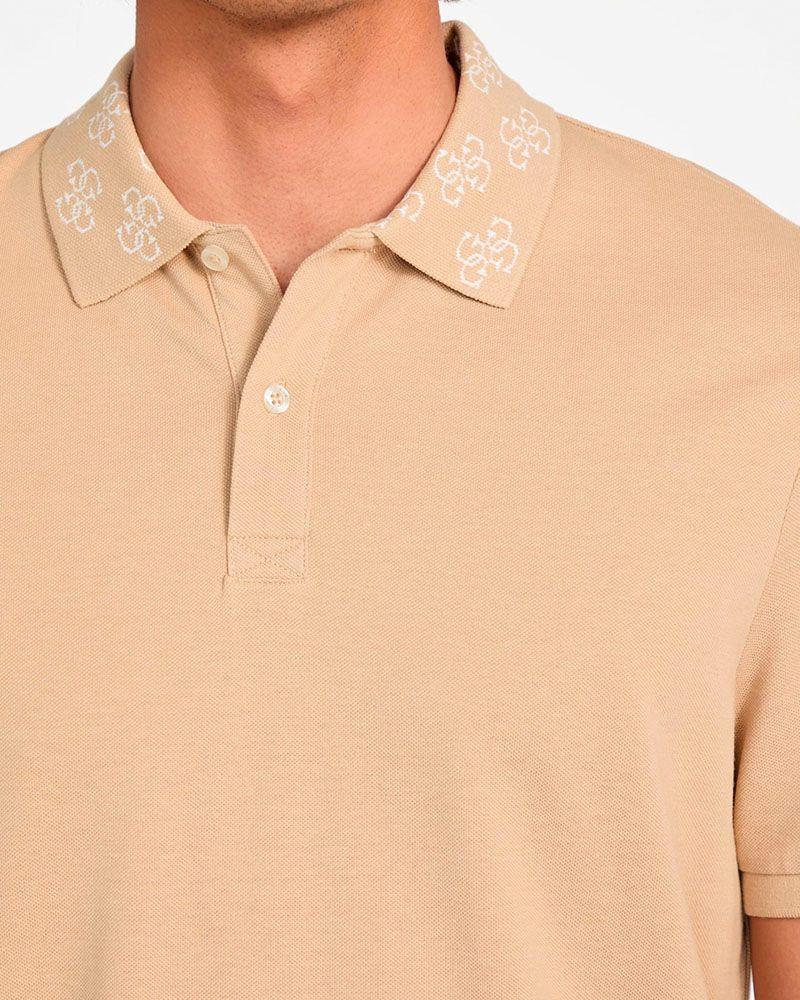 Polera Guess Hombre Polo Ss Logo Jcrd Collar Café-2