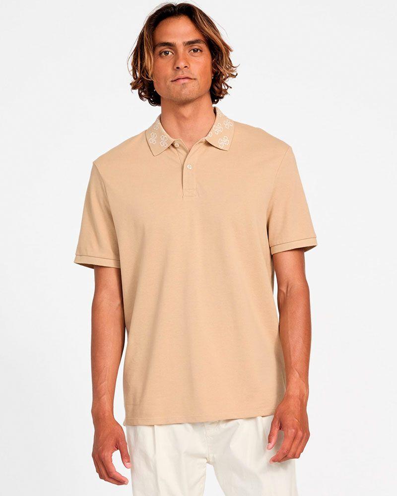 Polera Guess Hombre Polo Ss Logo Jcrd Collar Café-3