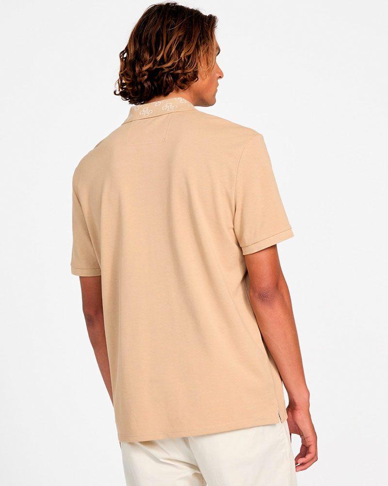 Polera Guess Hombre Polo Ss Logo Jcrd Collar Café-4
