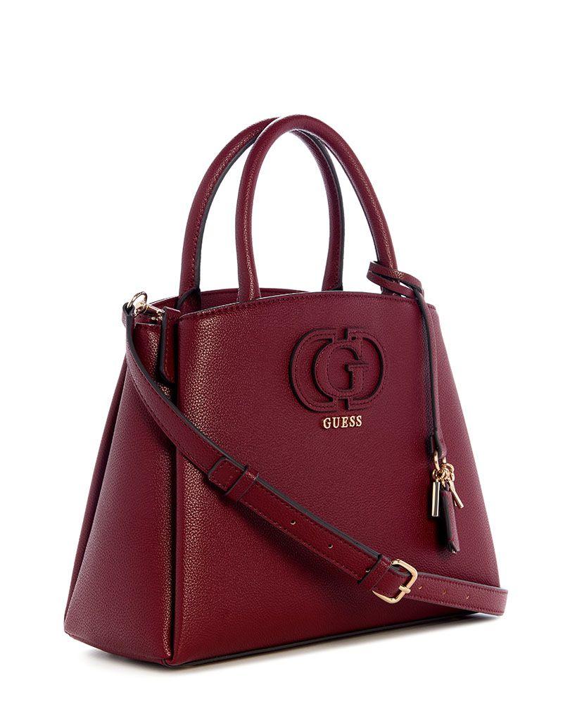 Cartera Guess Mujer Isola 3 Comp Satchel Burdeo-3