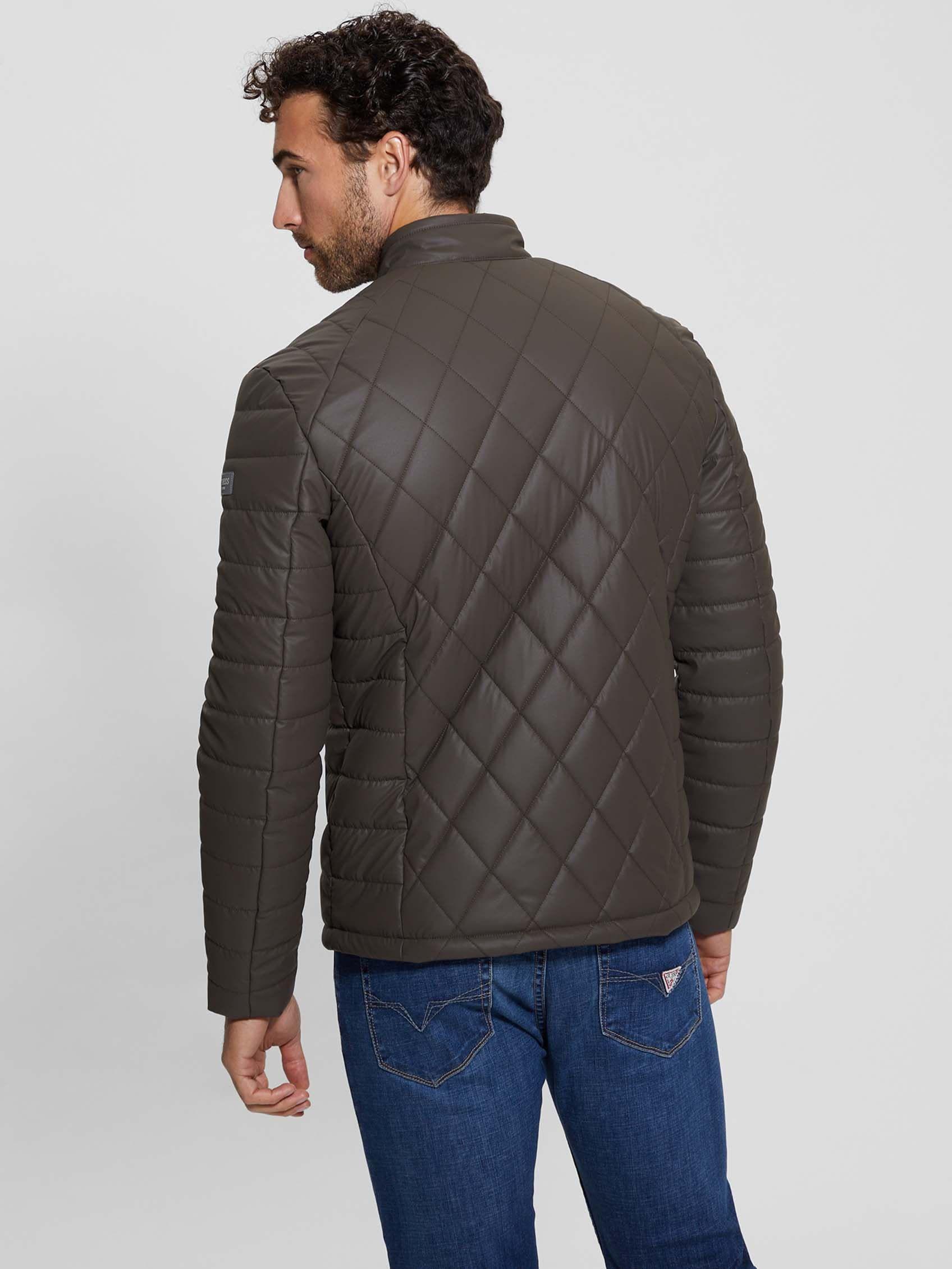 Chaqueta Guess Hombre Stretch Faux Leather Jacket Café-4