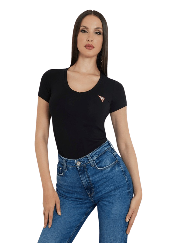 Polera Guess Mujer Ss Vn Mini Triangle Tee Negro-0