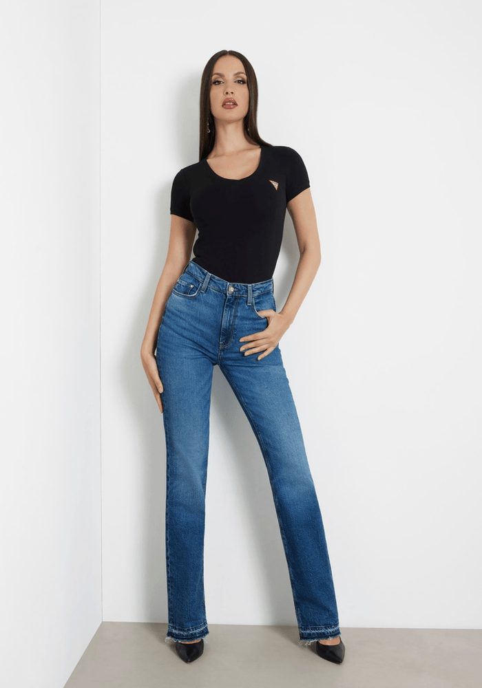 Polera Guess Mujer Ss Vn Mini Triangle Tee Negro-1