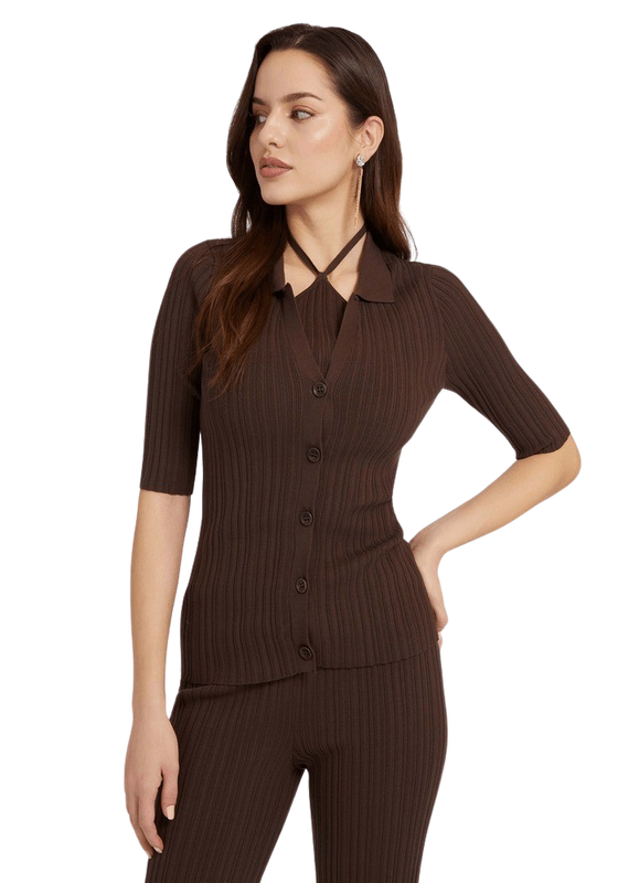 Tejido Guess Mujer Ss Carmella Cardigan Swtr Top Cafe-0