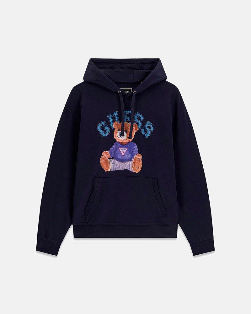 Poleron Eco Super Brushed Guess Bear Hoodie Azul-4