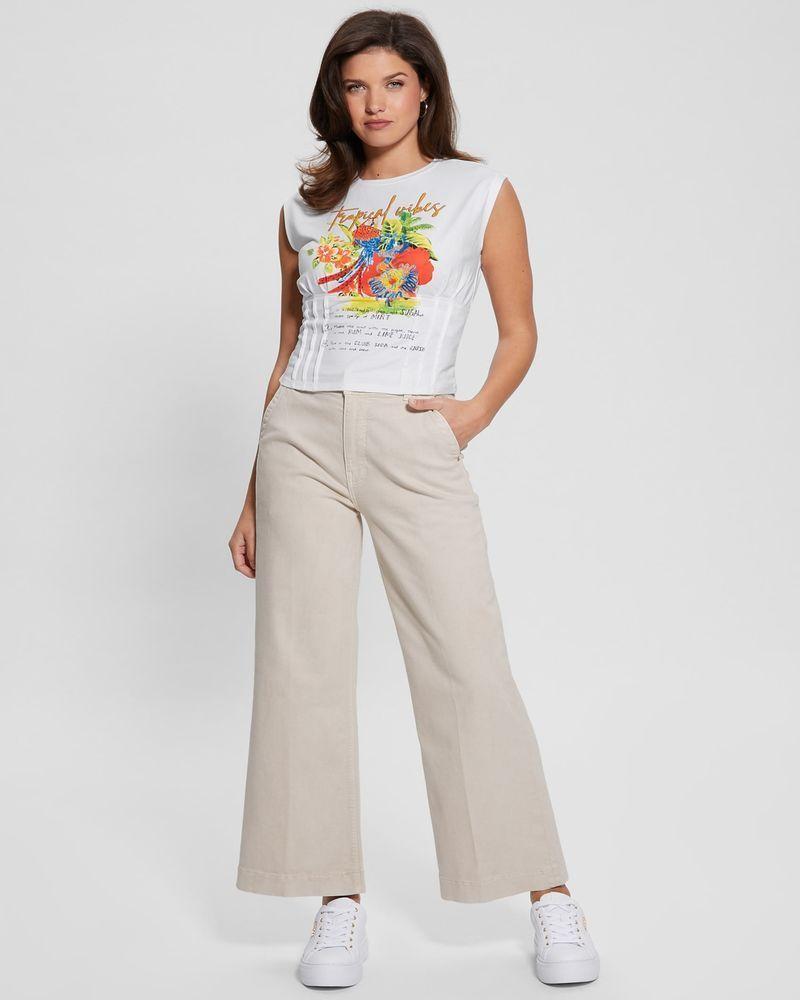 Polera Guess Mujer Sl Tropical Vibes Corset Tee Blanco-1