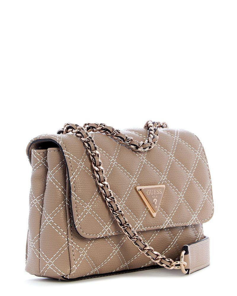 Mini Cartera Guess Mujer Giully Ii Mini 2 Comp Cvrt Flp Café Claro-3