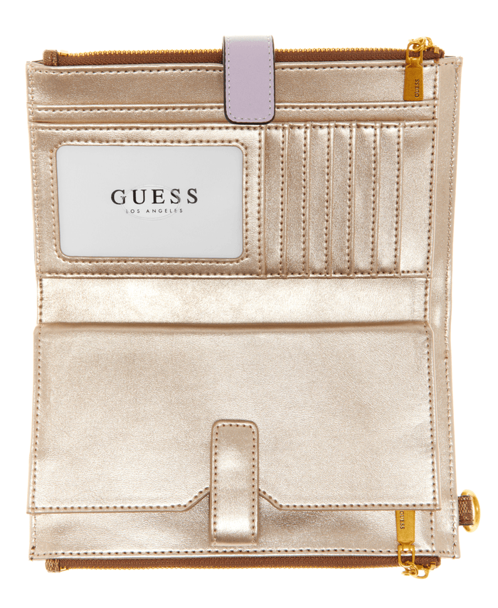 Billetera Guess Mujer Laurel Slg Double Zip Organizer Café-2