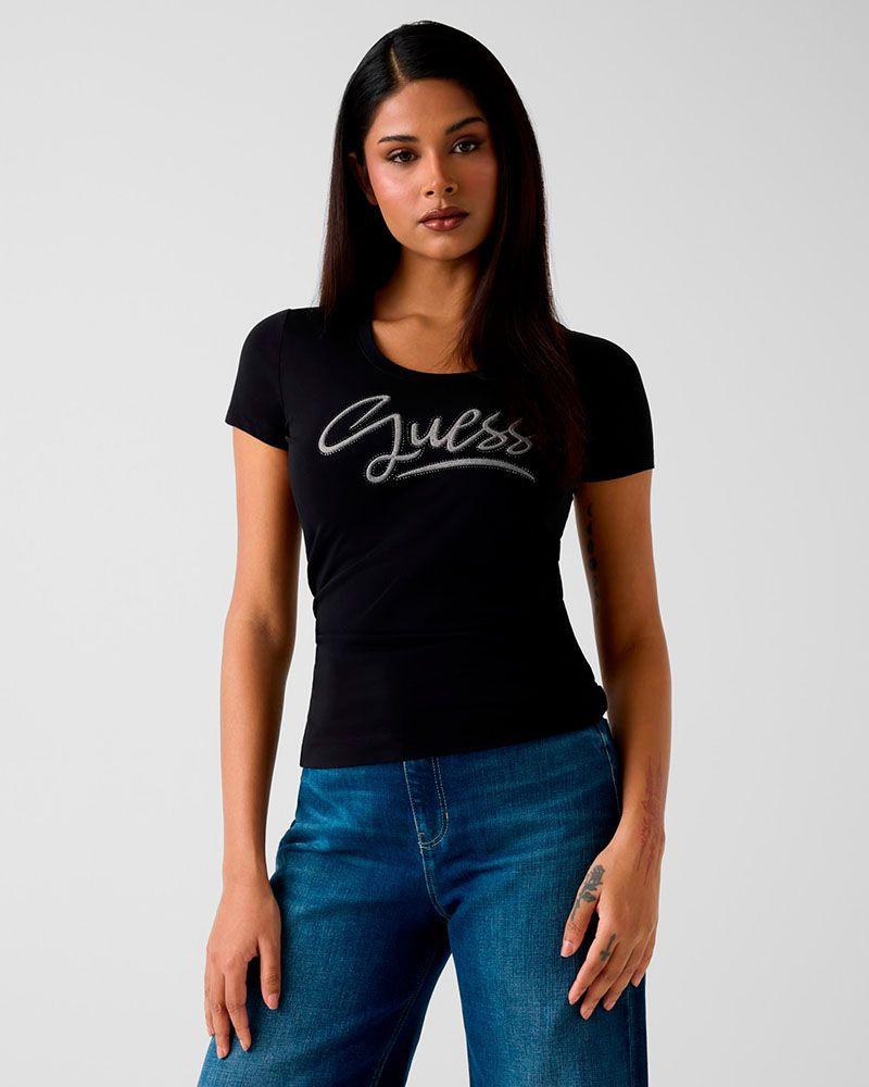 Polera Ss Cn Guess Script Tee Negro-0