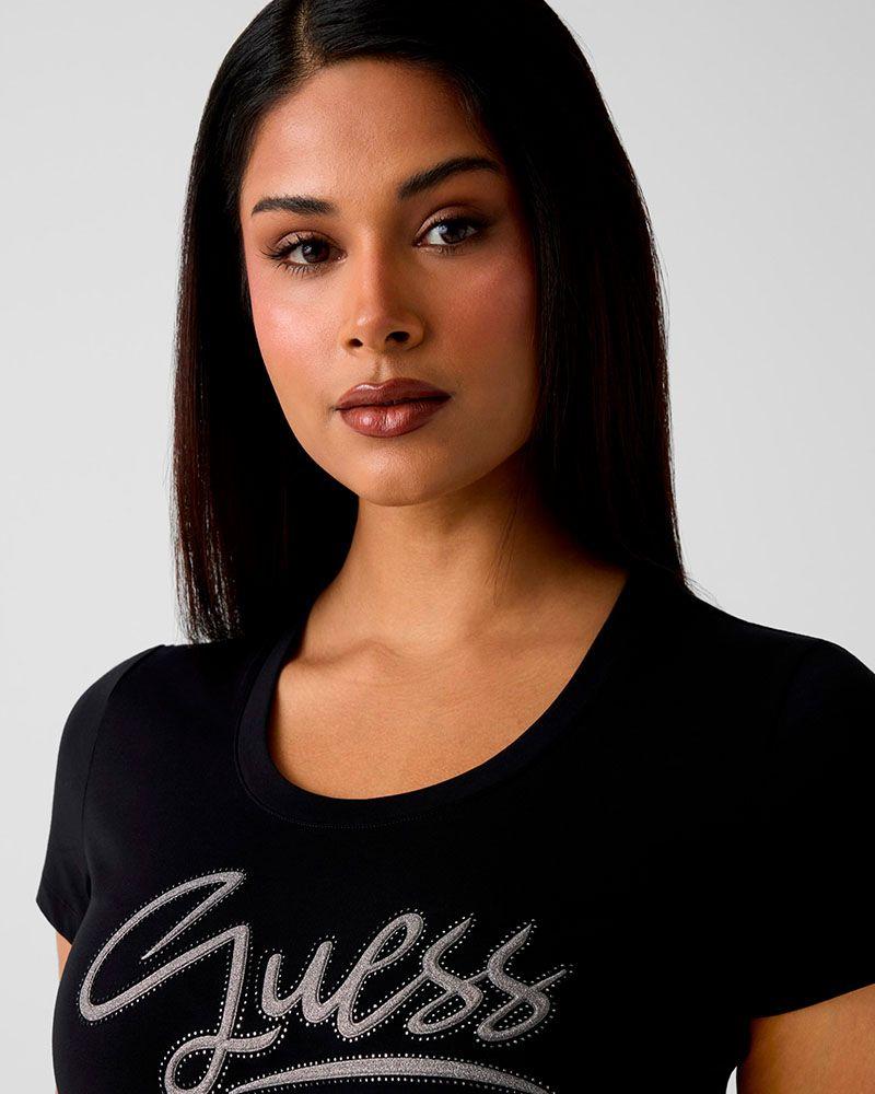 Polera Ss Cn Guess Script Tee Negro-3