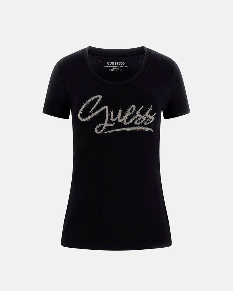Polera Ss Cn Guess Script Tee Negro-4
