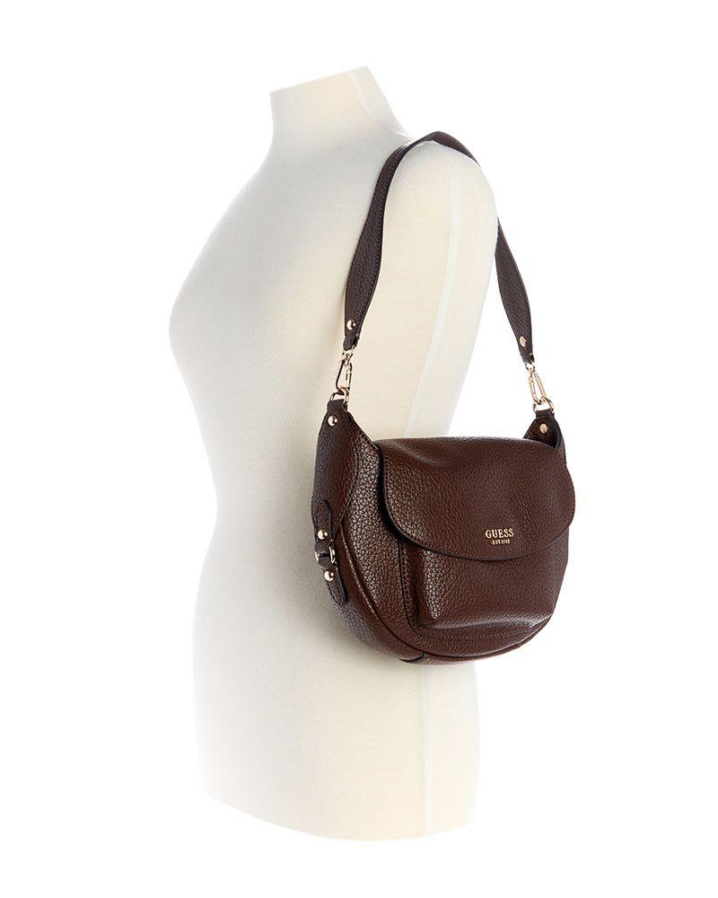 Cartera Guess Mujer Marsha Flap Shoulder Bag Café Oscuro-4