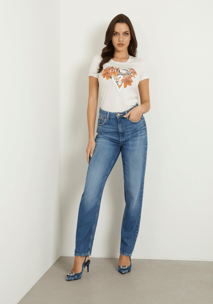 Polera Guess Mujer Ss Cn Tropical Triangle Tee Blanco-1