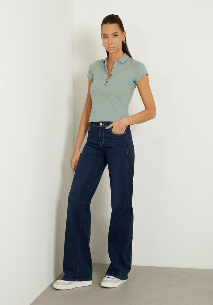 Polera Guess Mujer Ss Script Logo Liza Jsy Polo Verde-1