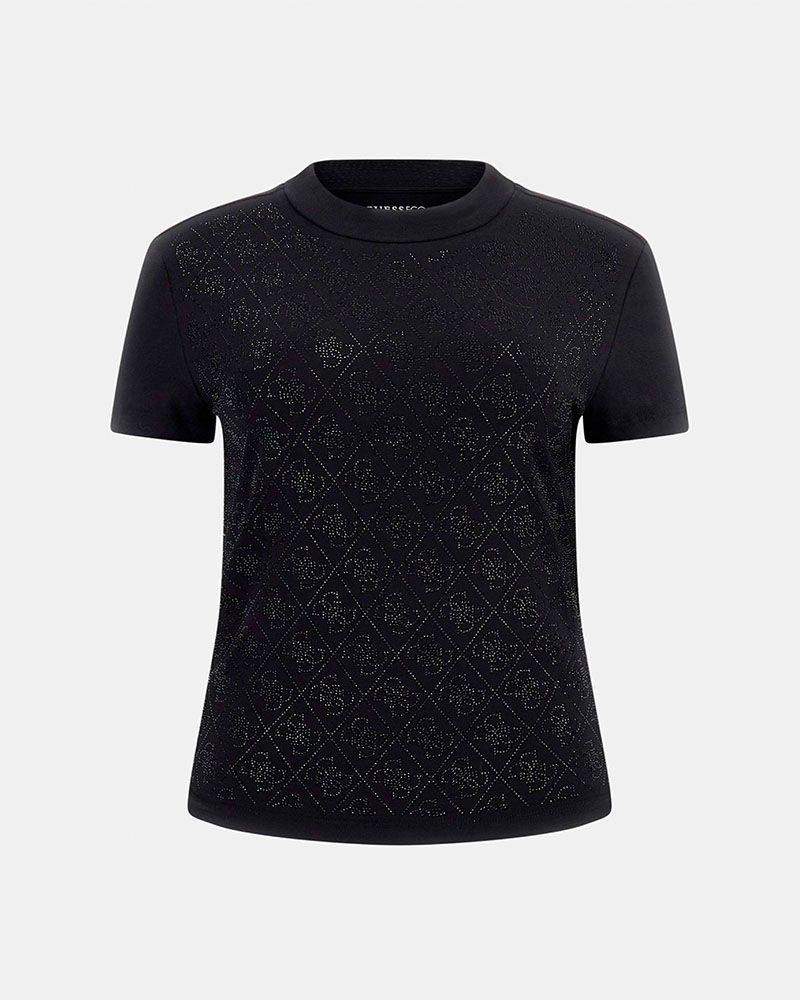 Polera Guess Mujer Ss Mock Neck All Over 4G Tee Negro-4