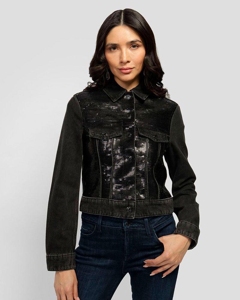 Chaqueta Guess Mujer Clara Trucker Jacket Negro-0