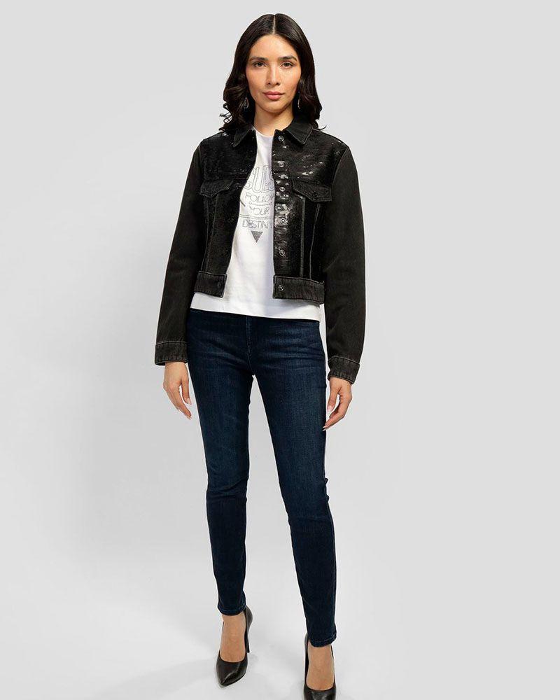 Chaqueta Guess Mujer Clara Trucker Jacket Negro-1